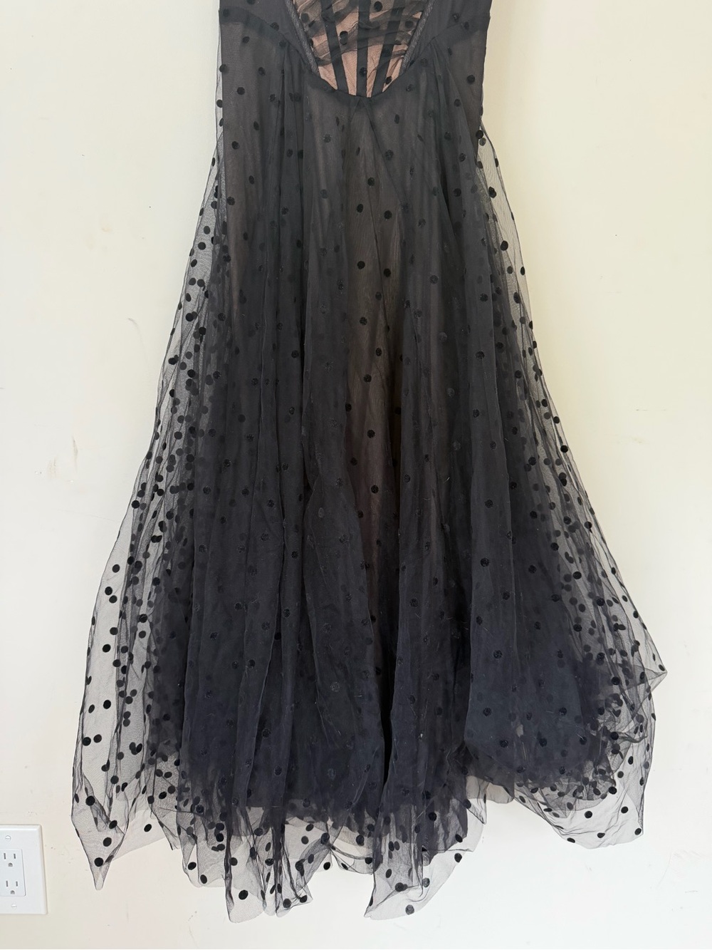 Sheer Black Polka Dot Mesh Bustier dress - Picture 3 of 6